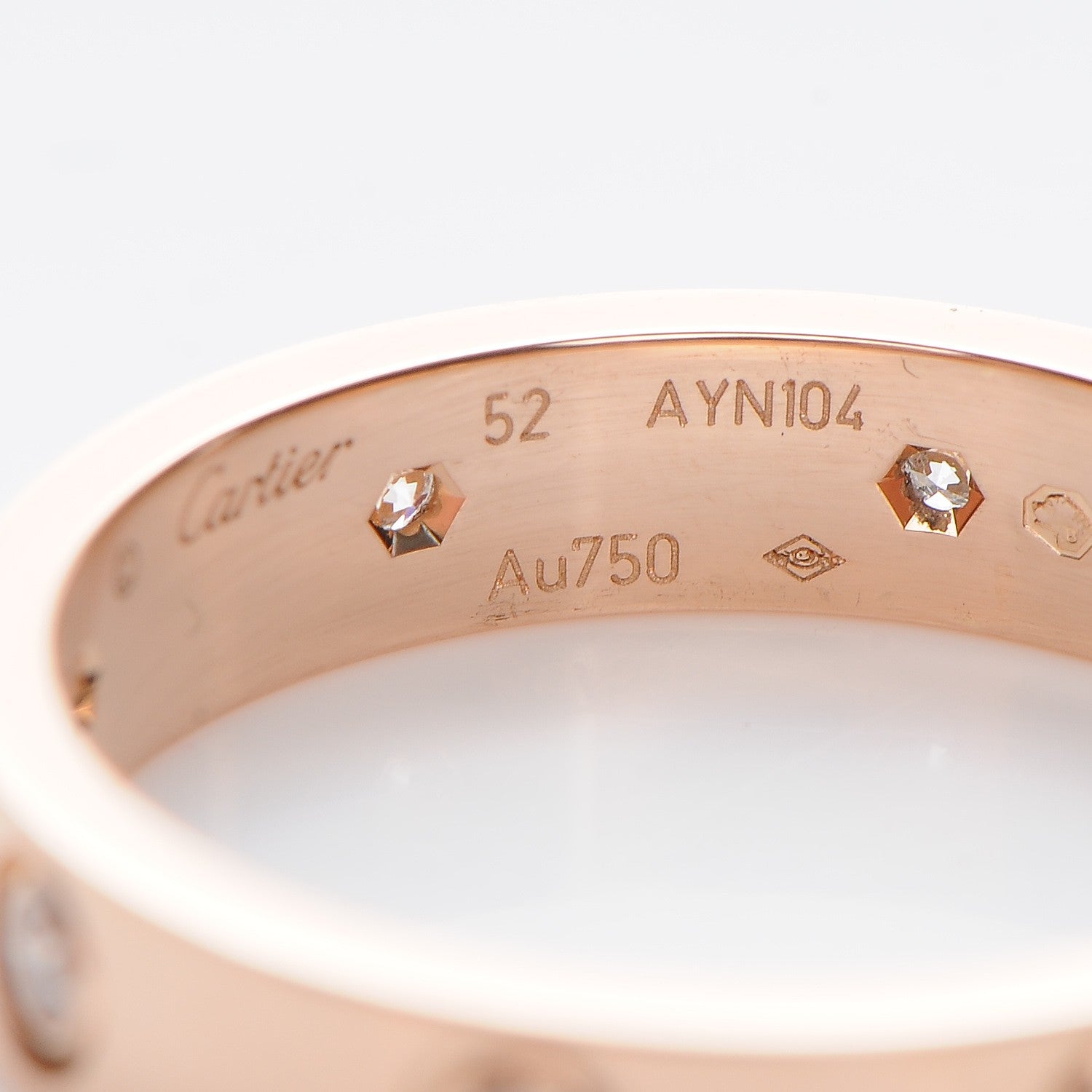 Cartier 18K Pink Gold 8 Diamond 4mm LOVE Wedding Band Ring 52 6 5 of 7
