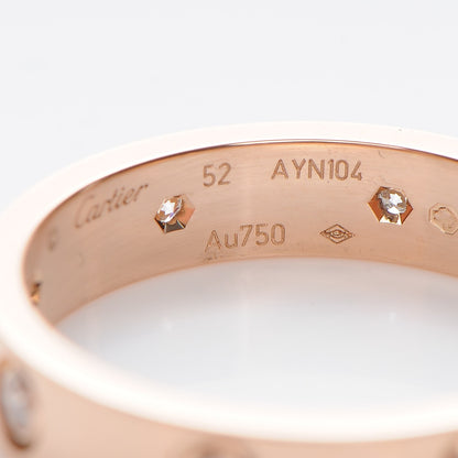 Cartier 18K Pink Gold 8 Diamond 4mm LOVE Wedding Band Ring 52 6 5 of 7