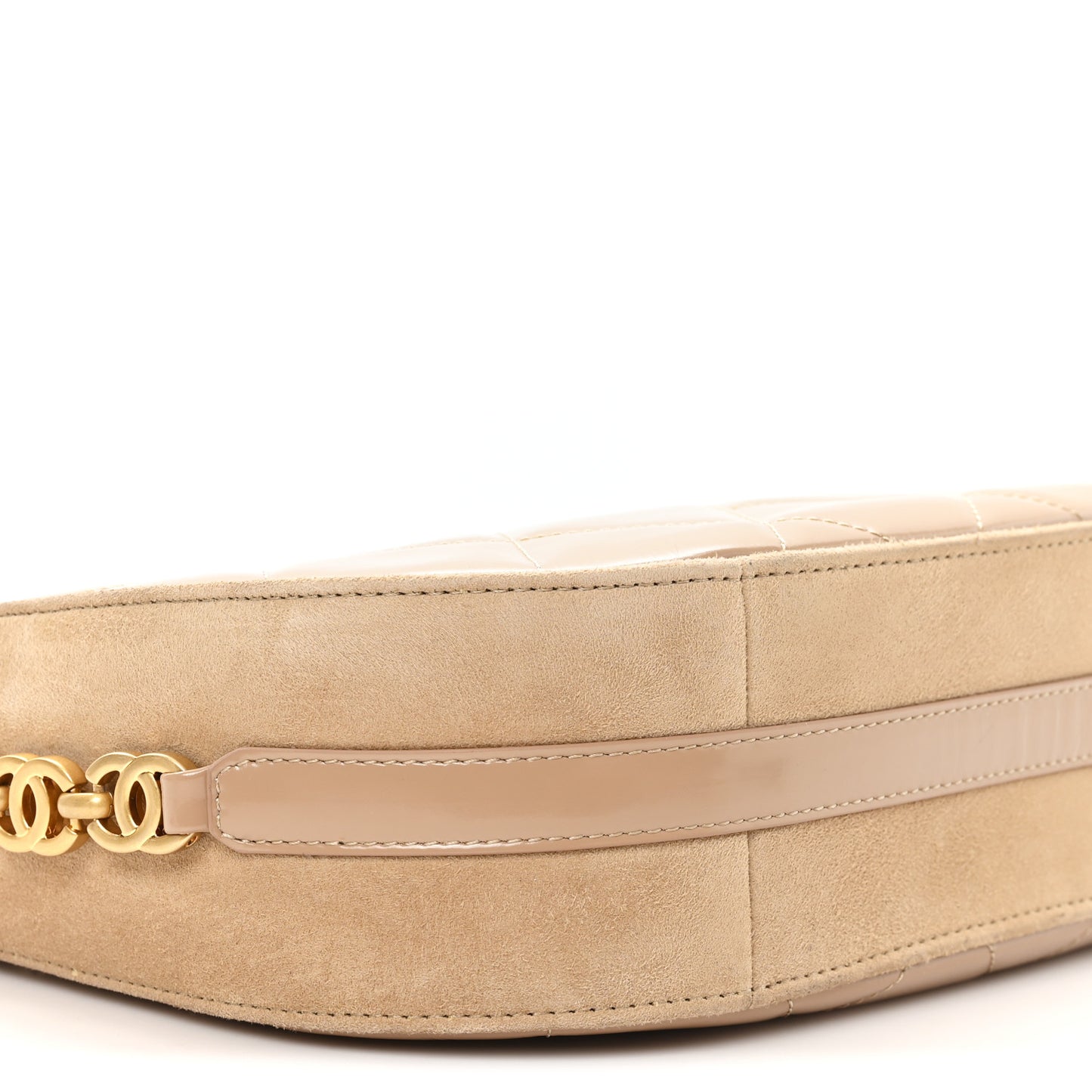 Shiny Calfskin Suede Goatskin Quilted Hobo Beige