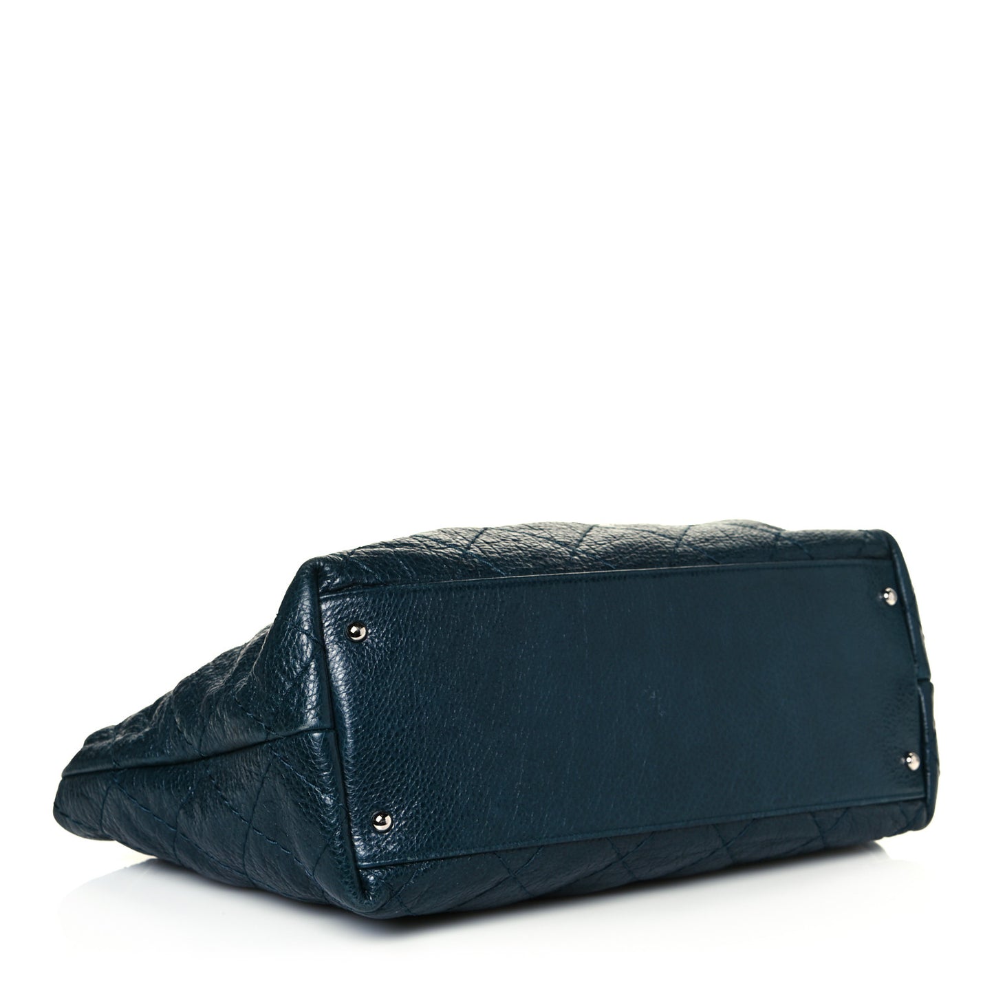 Glazed Calfskin Large On The Road Tote Dark Blue