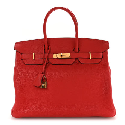 Hermes Taurillon Clemence BIRKIN 35 Rouge Tomate 1 of 10