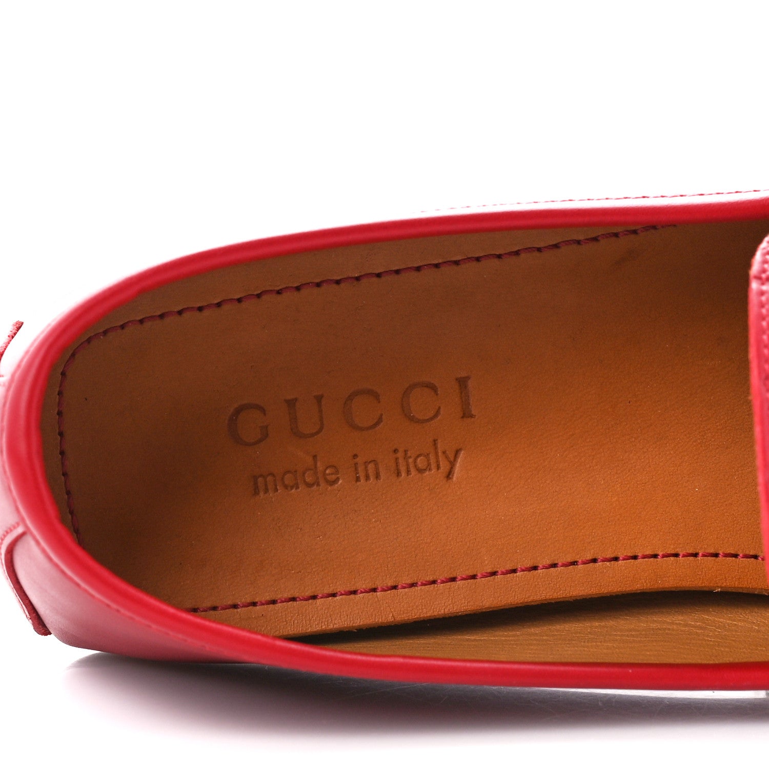 Gucci Guccissima Calfskin Mens Driver Loafers 6.5 Red 7 of 11