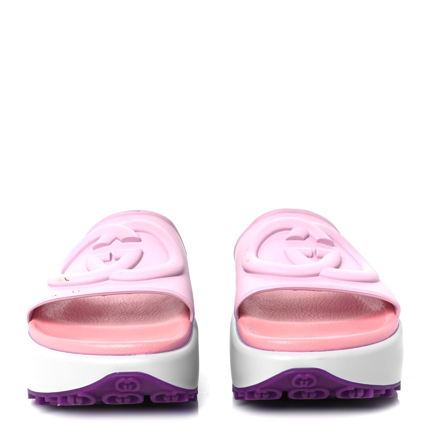 Gucci Soft Rubber Womens Interlocking G Platform 42mm Slide Sandals 39 Sugar Pink 3 of 11