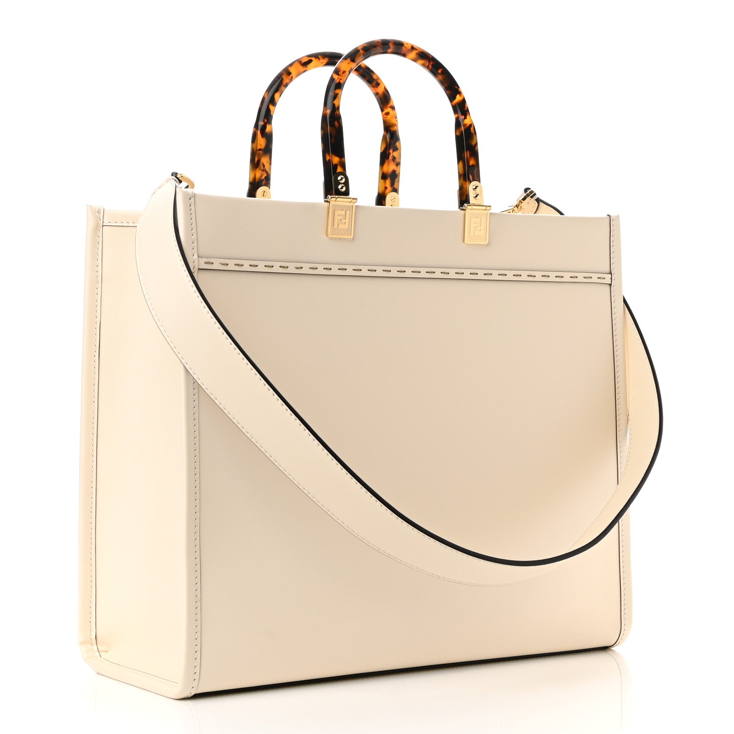 Fendi Vitello King Plexiglass Medium Fendi Sunshine Shopper Tote White Ice 1 of 9