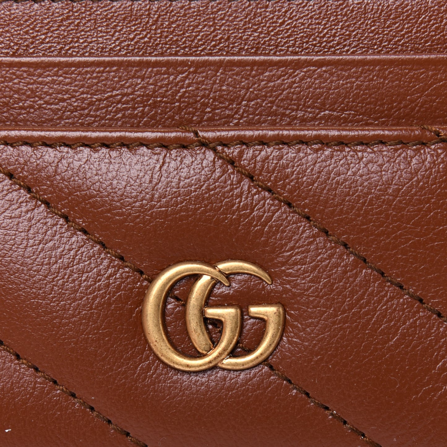 Azalea Calfskin Matelasse Diagonal GG Marmont Card Holder Cuir