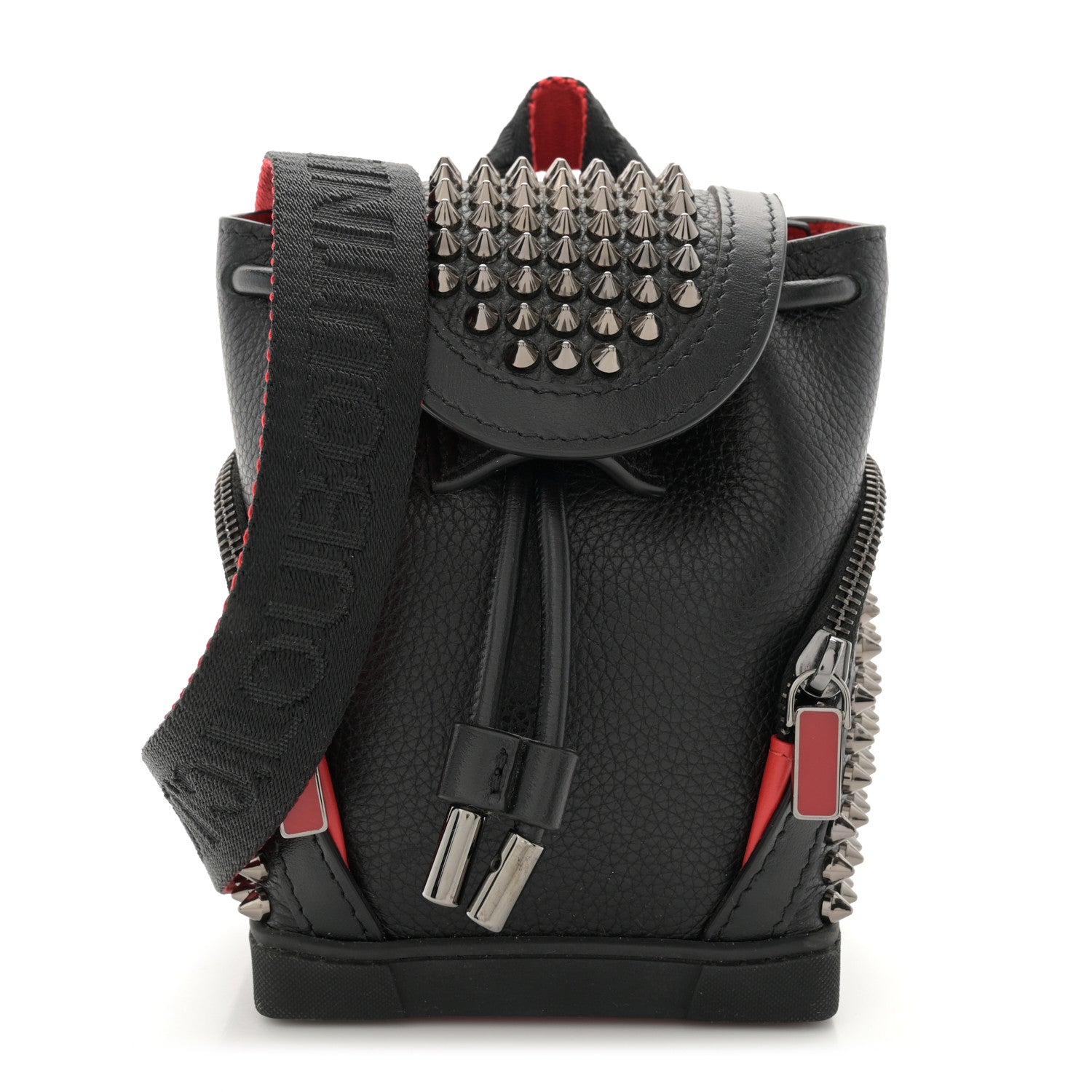 Christian Louboutin Calfskin Spiked Mini Explorafunk Keyring Bag Black 1 of 9