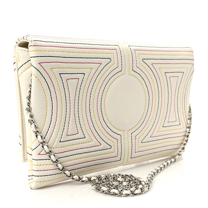 Chanel Calfskin Korean Garden Clutch With Chain White Multicolor 3 of 10
