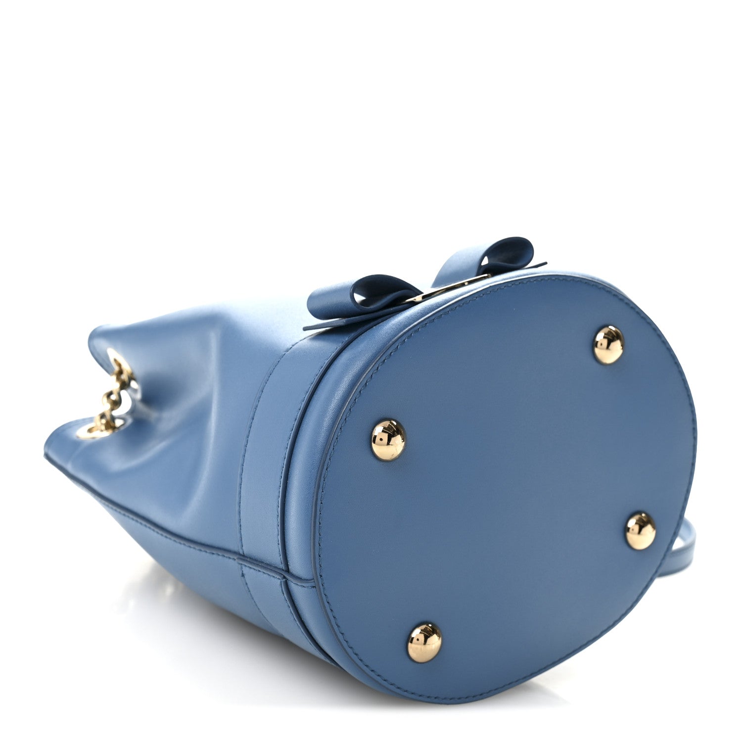 Salvatore Ferragamo Calfskin Vara Bow Bucket Bag Blue 7 of 19
