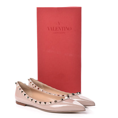 Valentino Garavani Patent Rockstud Ballerina Flats 37.5 Poudre 8 of 8