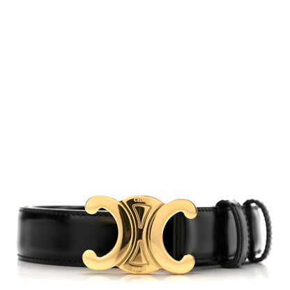 Celine Box Calfskin Medium 25mm Triomphe Belt 70 28 Black 6 of 6