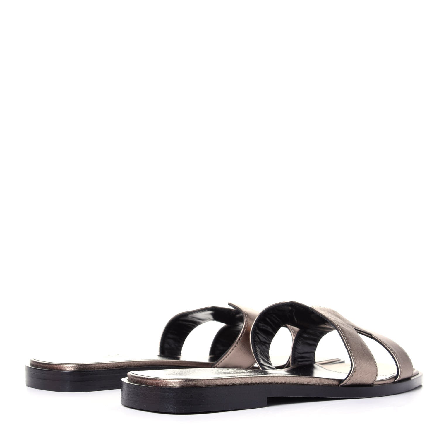 Hermes Metallic Calfskin Oran Sandals 35.5 Mordore 4 of 9