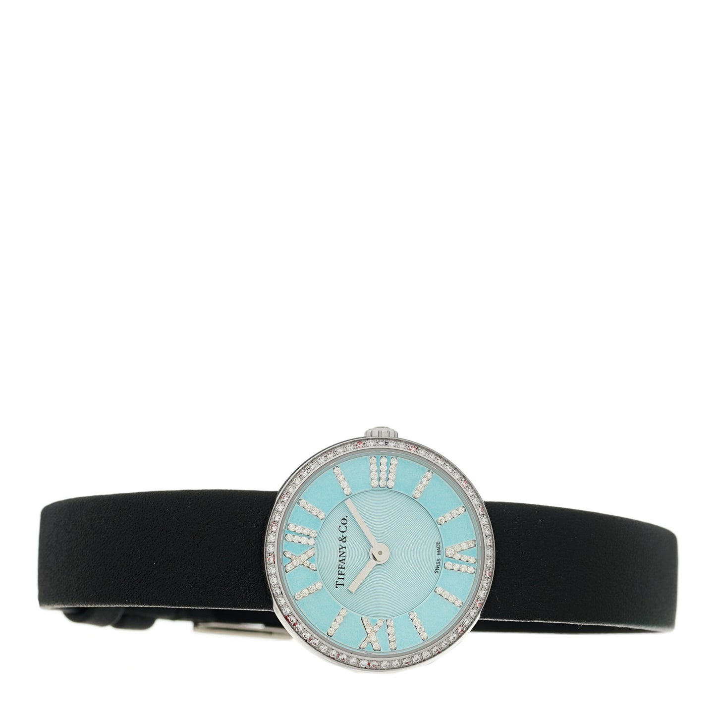 Stainless Steel Calfskin Diamond Bezel 24mm Atlas 2-Hand Quartz Watch Tiffany Blue