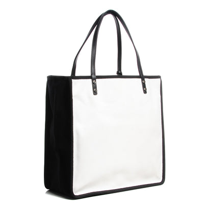 Chanel Canvas Calfskin Let's Demonstrate Small Tote White Black 3 of 6