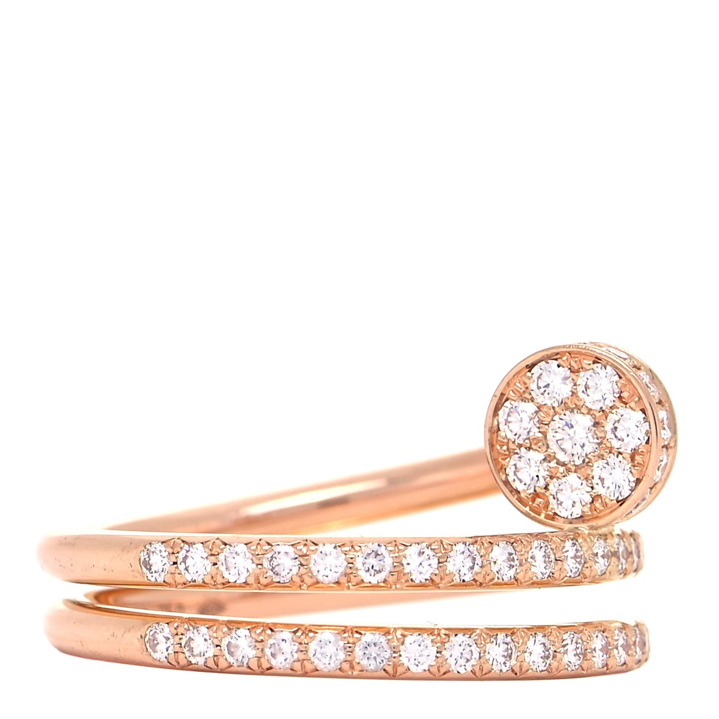 18K Pink Gold Diamond Double Juste Un Clou Paved Ring 49 4.75