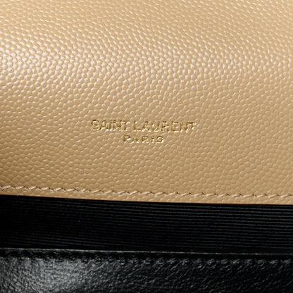 Saint Laurent Grain De Poudre Textured Mixed Matelasse Medium Triquilt Monogram Satchel Dark Latte 7 of 12