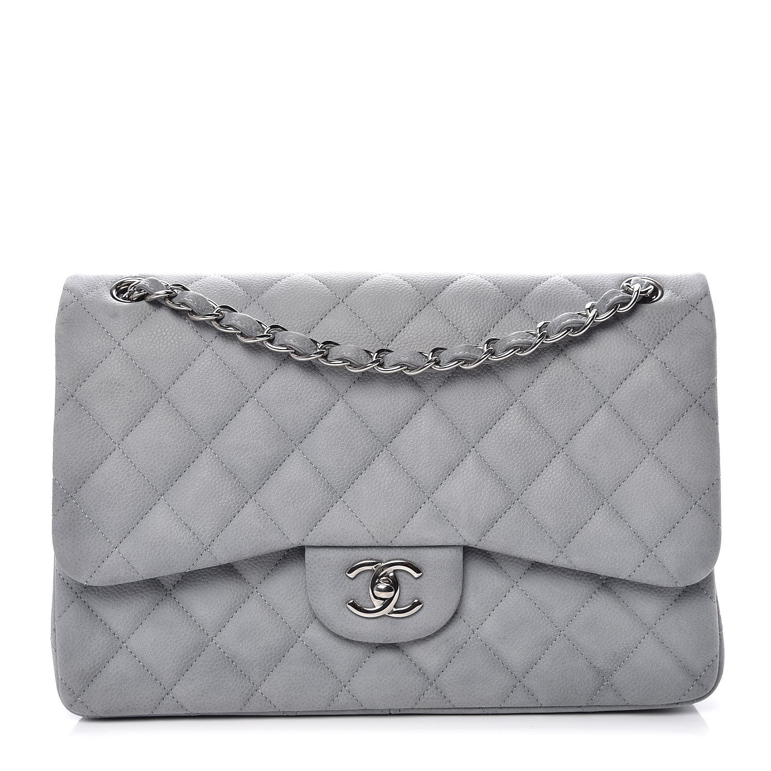 Chanel Iridescent Caviar Jumbo Double Flap Light Blue 1 of 10