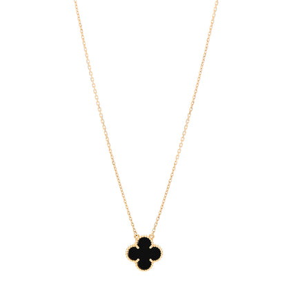 Van Cleef & Arpels 18K Yellow Gold Black Onyx Vintage Alhambra Pendant Necklace 1 of 6