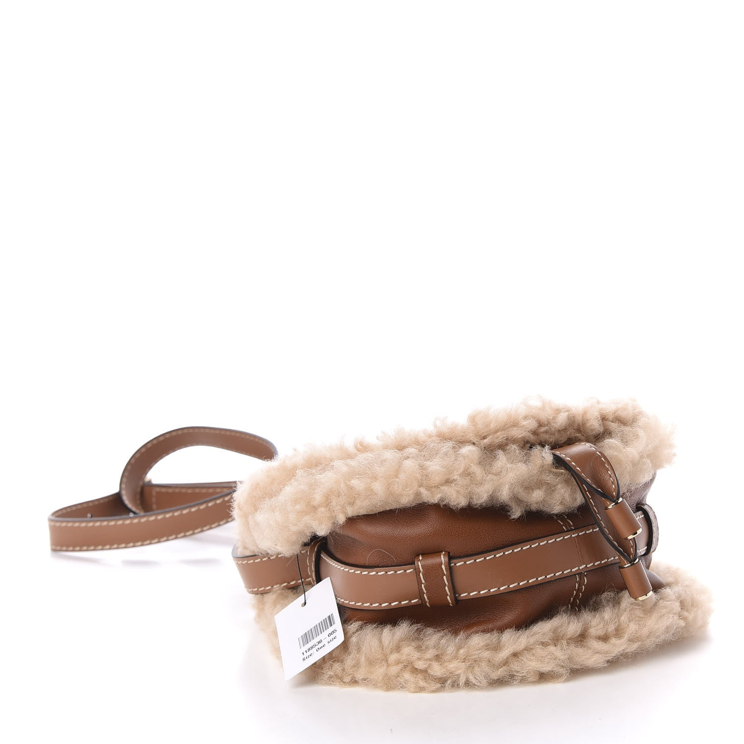Chloe Small Grain Shiny Calfskin Shearling Small Marcie Round Crossbody Bag Caramel 4 of 10