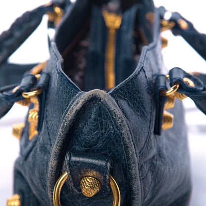 Balenciaga Agneau Giant 12 Gold Hardware Mini City Bleu Mineral 13 of 16