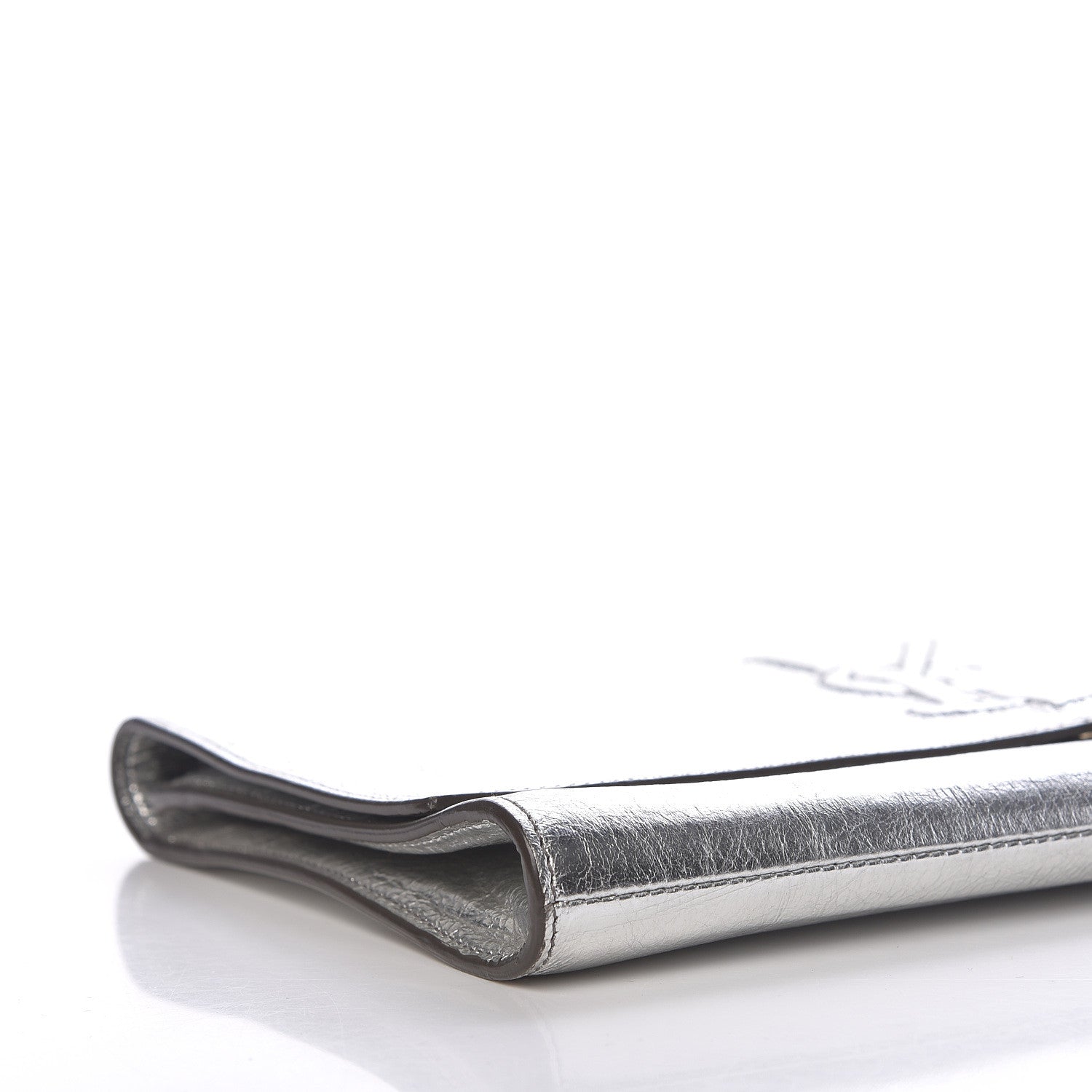 Saint Laurent Metallic Textured Large Belle De Jour Clutch Silver 5 of 13