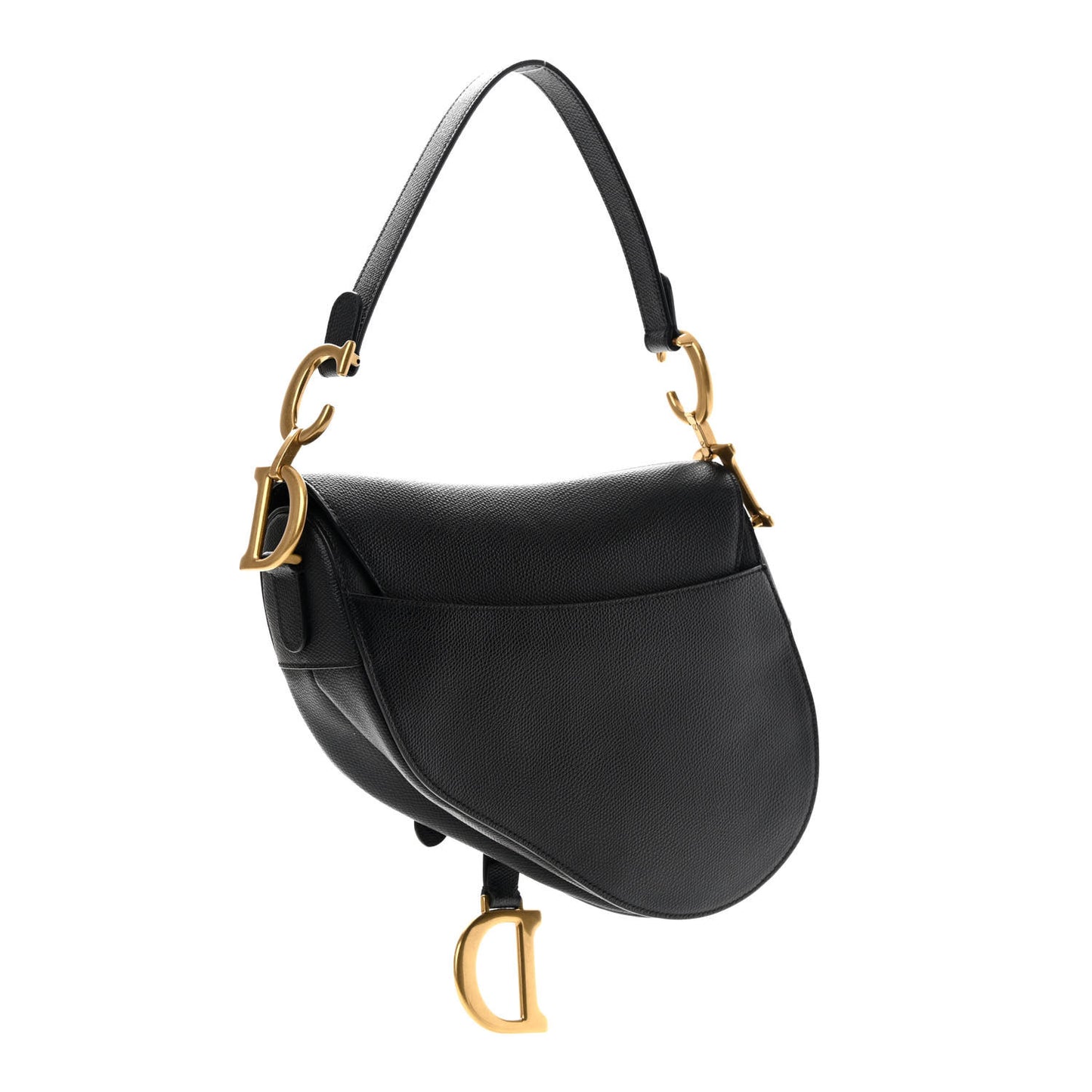 Grained Calfskin Saddle Bag Black