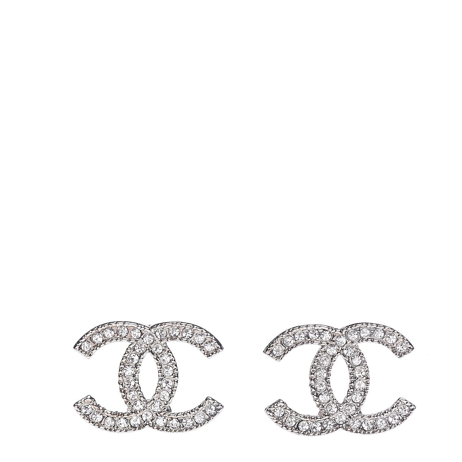 Chanel Crystal CC Earrings Silver 1 of 5