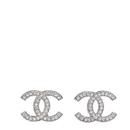 Chanel Crystal CC Earrings Silver 1 of 5