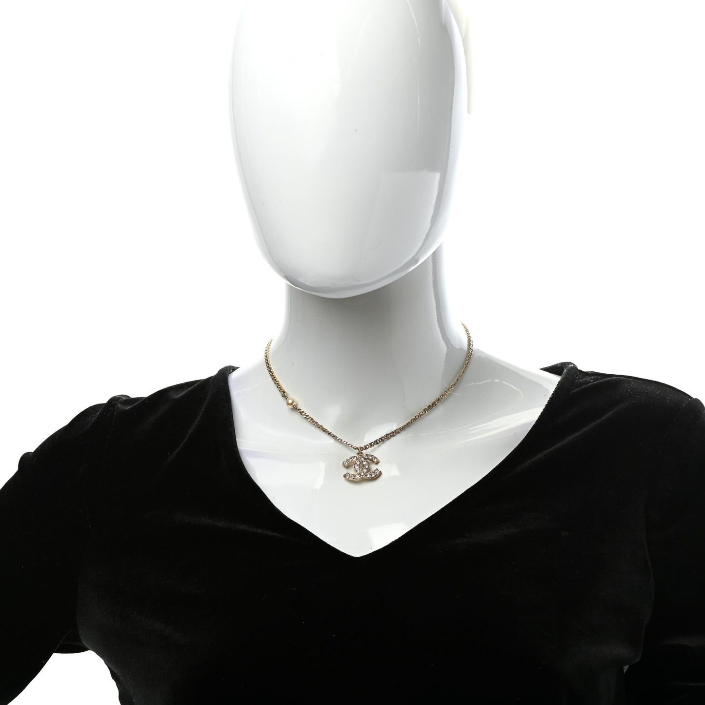 Crystal CC Pendant Necklace Gold