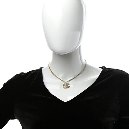 Chanel Crystal CC Pendant Necklace Gold 2 of 6