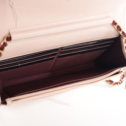 Chanel Lambskin Quilted Wallet On Chain WOC Light Pink Burgundy 8 of 8