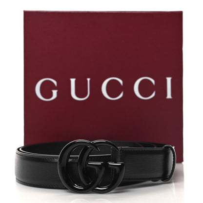 Gucci Azalea Calfskin Enamel Monochrome Double G 30mm Belt 100 40 Black 6 of 6