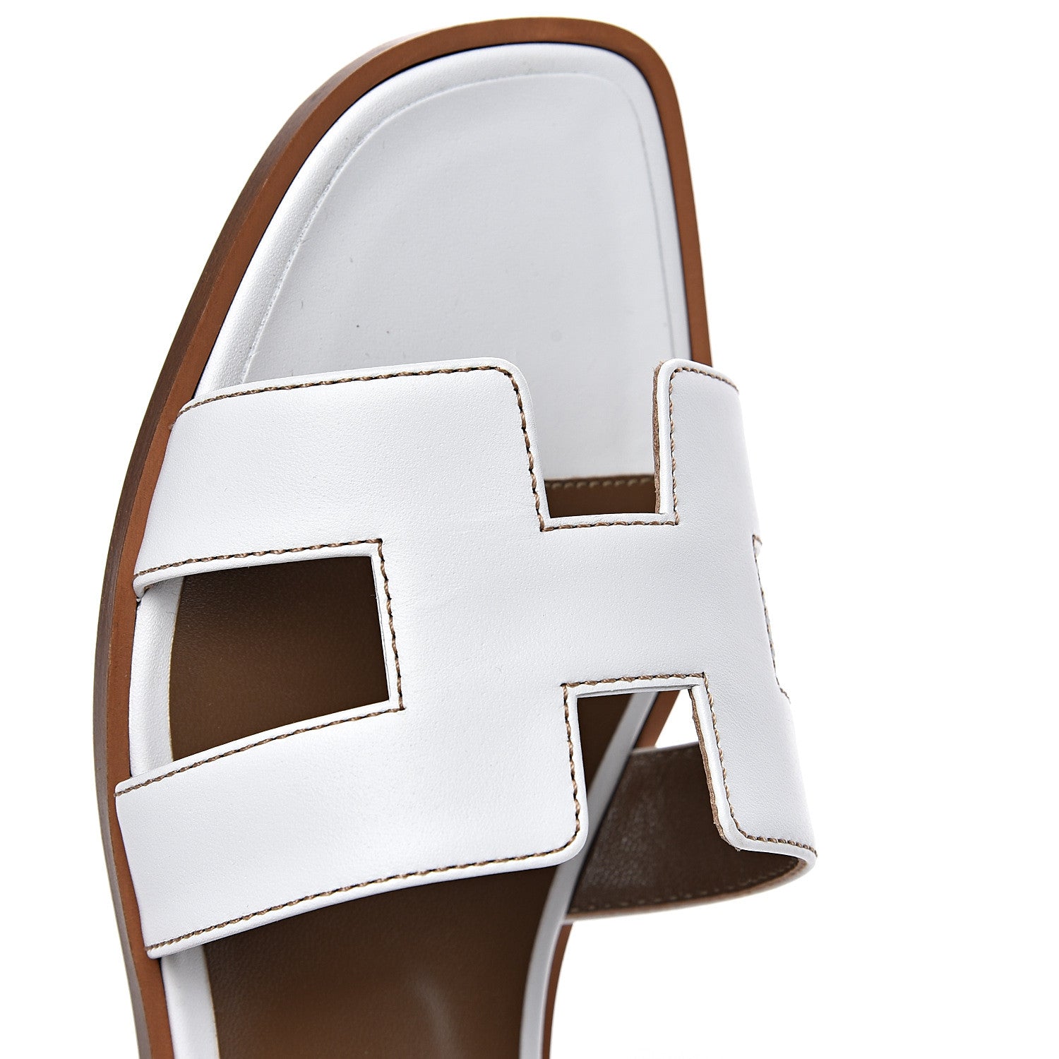 Hermes Box Calfskin Oran Sandals 36 White 8 of 9