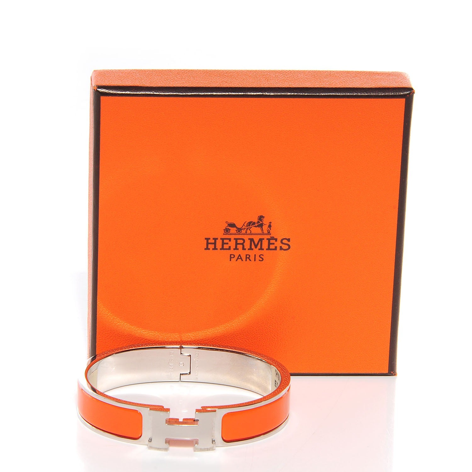Hermes Enamel Narrow Clic Clac H Bracelet PM Orange 3 of 7