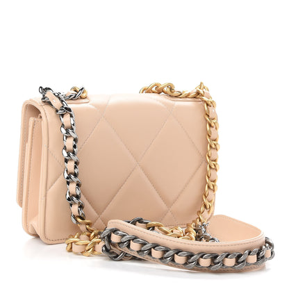 Chanel Lambskin Quilted Chanel 19 Wallet On Chain WOC Beige 2 of 10