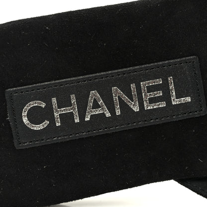 Chanel Suede Kidskin Strass CC Thong Sandals 38.5 Black 7 of 8
