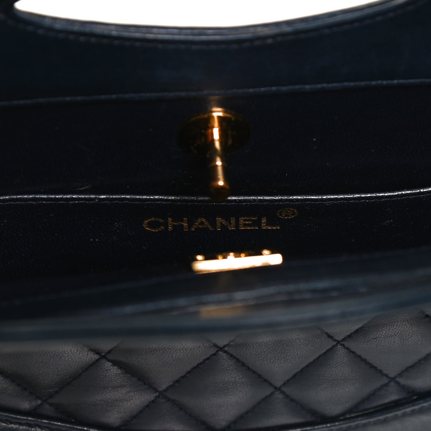 Aged Calfskin Quilted Small 31 Shopping Bag Navy