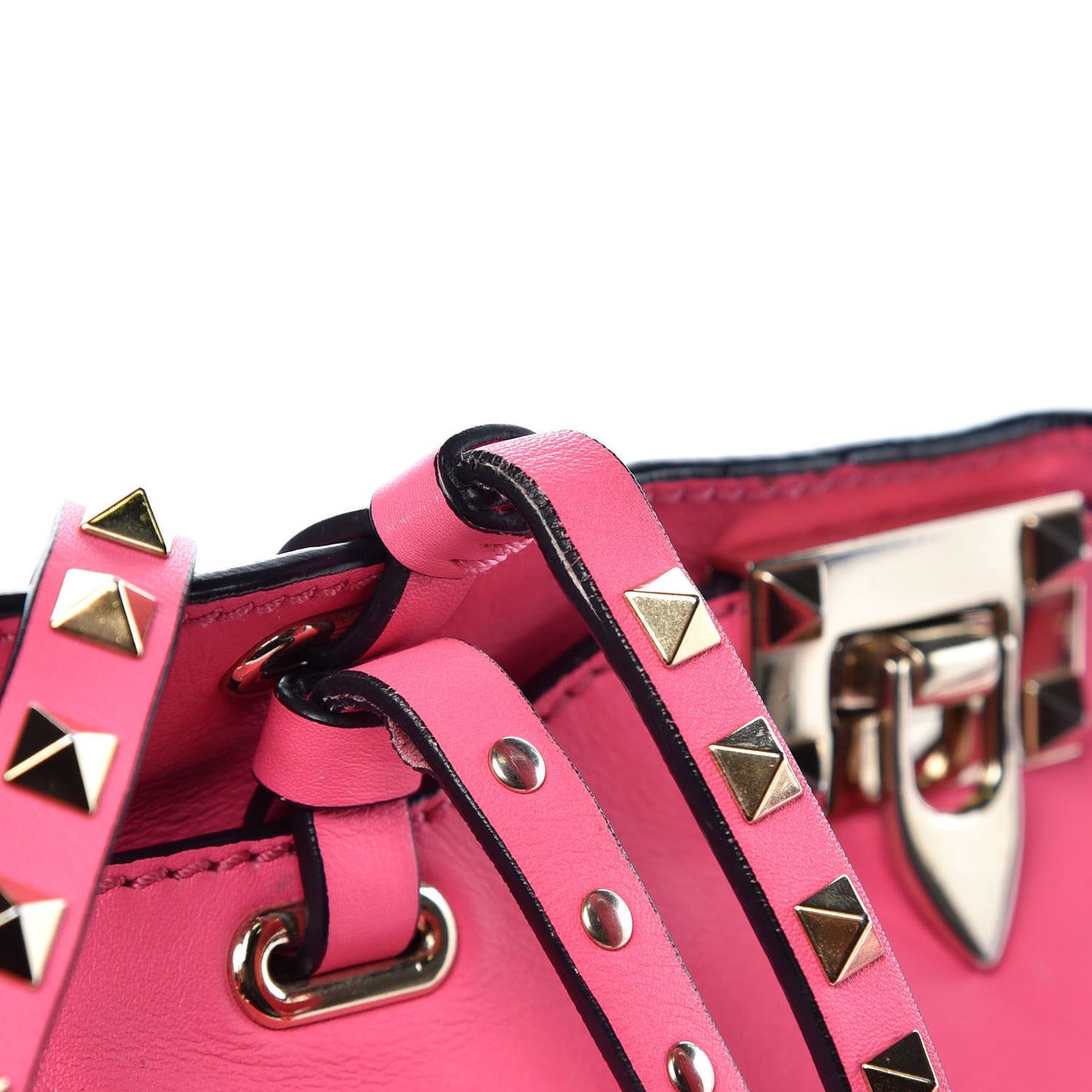 Vitello Small Rockstud Tote Fuxia Fluo
