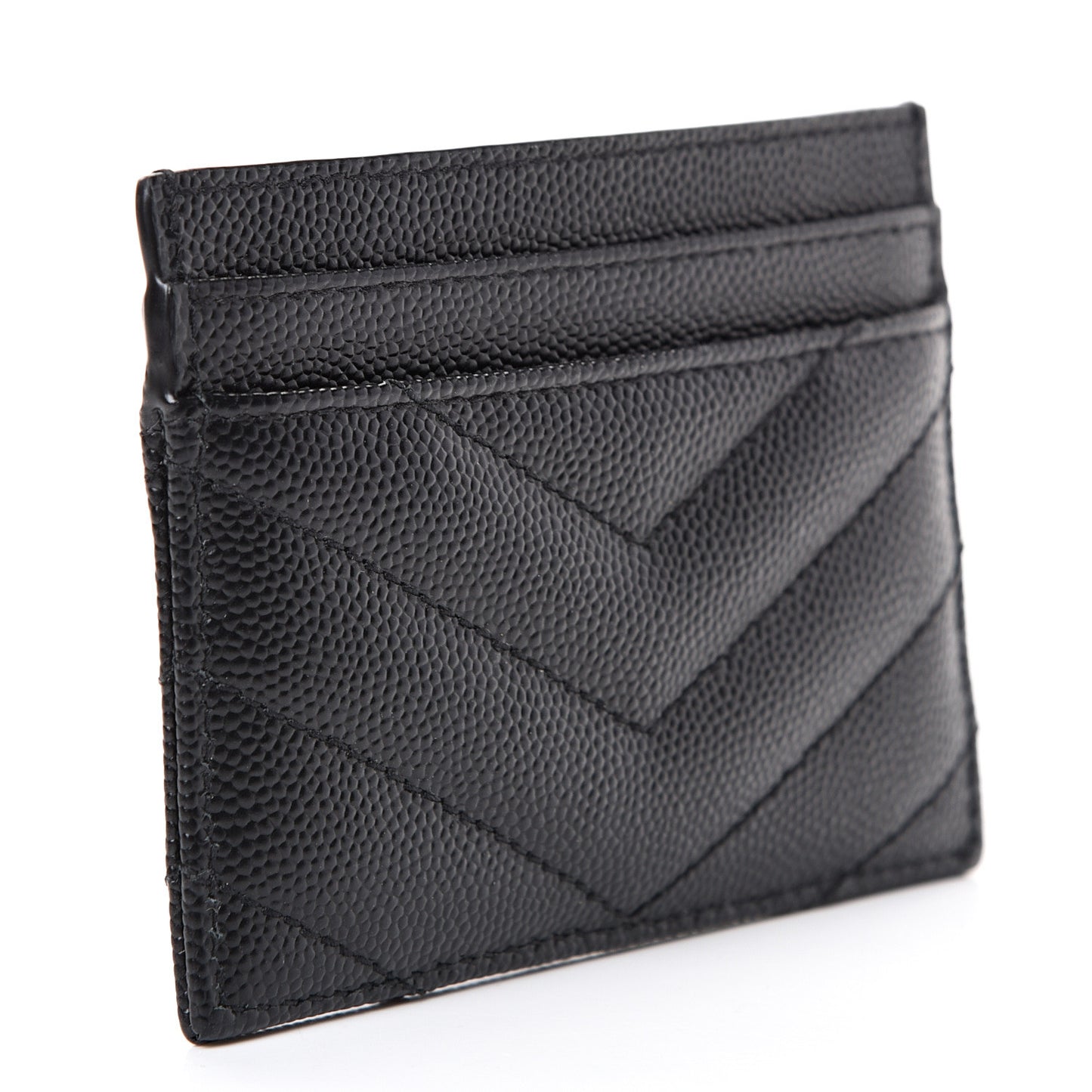 Grain De Poudre Matelasse Chevron Monogram Credit Card Case Black