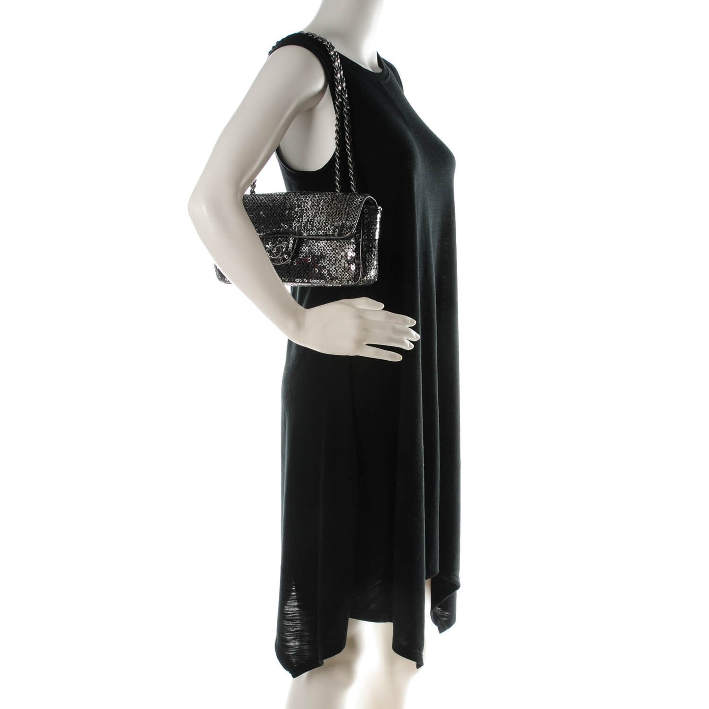 Sequin East West Flap Dark Silver