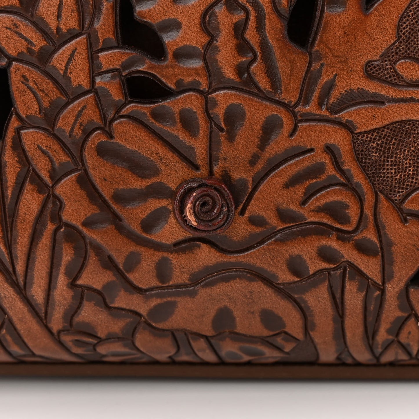 Calfskin Laser Cut Medium Lady Dior Brown