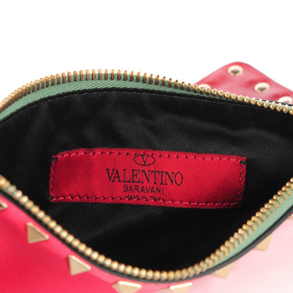 Valentino Garavani Vitello Italian Pop Small Rockstud Zip Pouch Deep Rose Scarlet 6 of 9