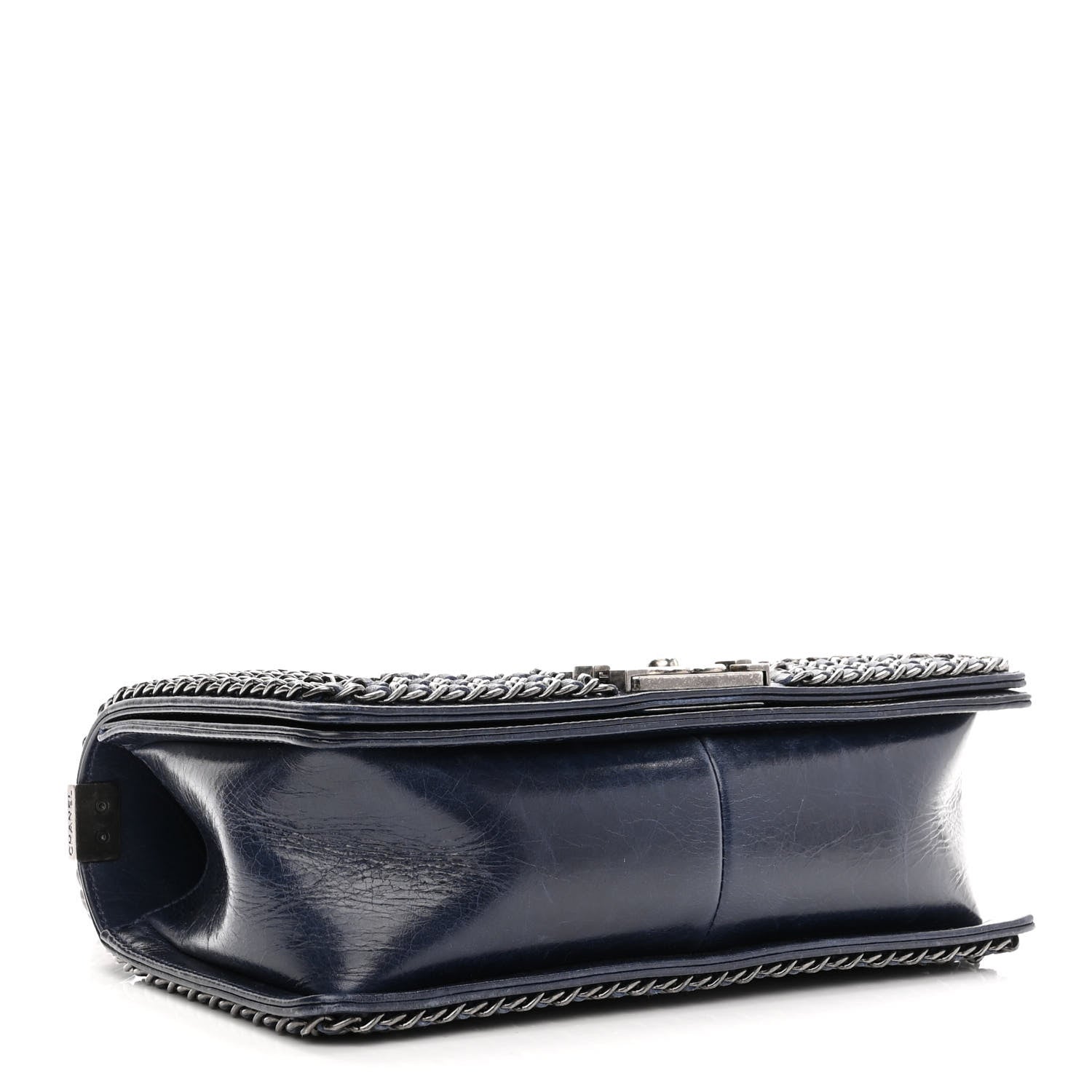Chanel Glazed Calfskin Quilted Medium Boy Chained Flap Blue 4 of 14