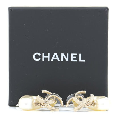 Chanel Pearl CC Heart Drop Earrings Gold 6 of 6