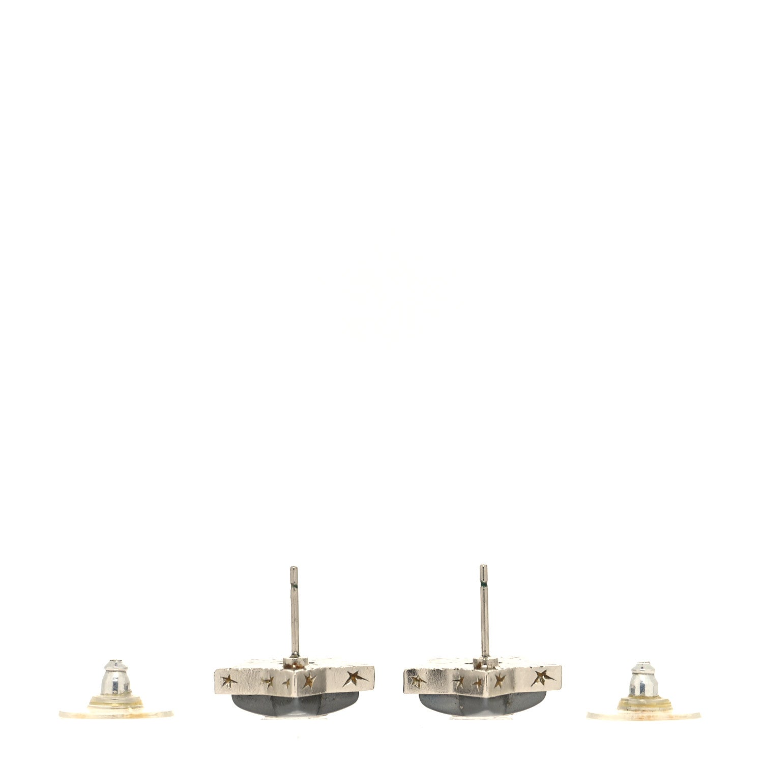 Chanel Resin Metal CC Star Earrings Silver 3 of 4