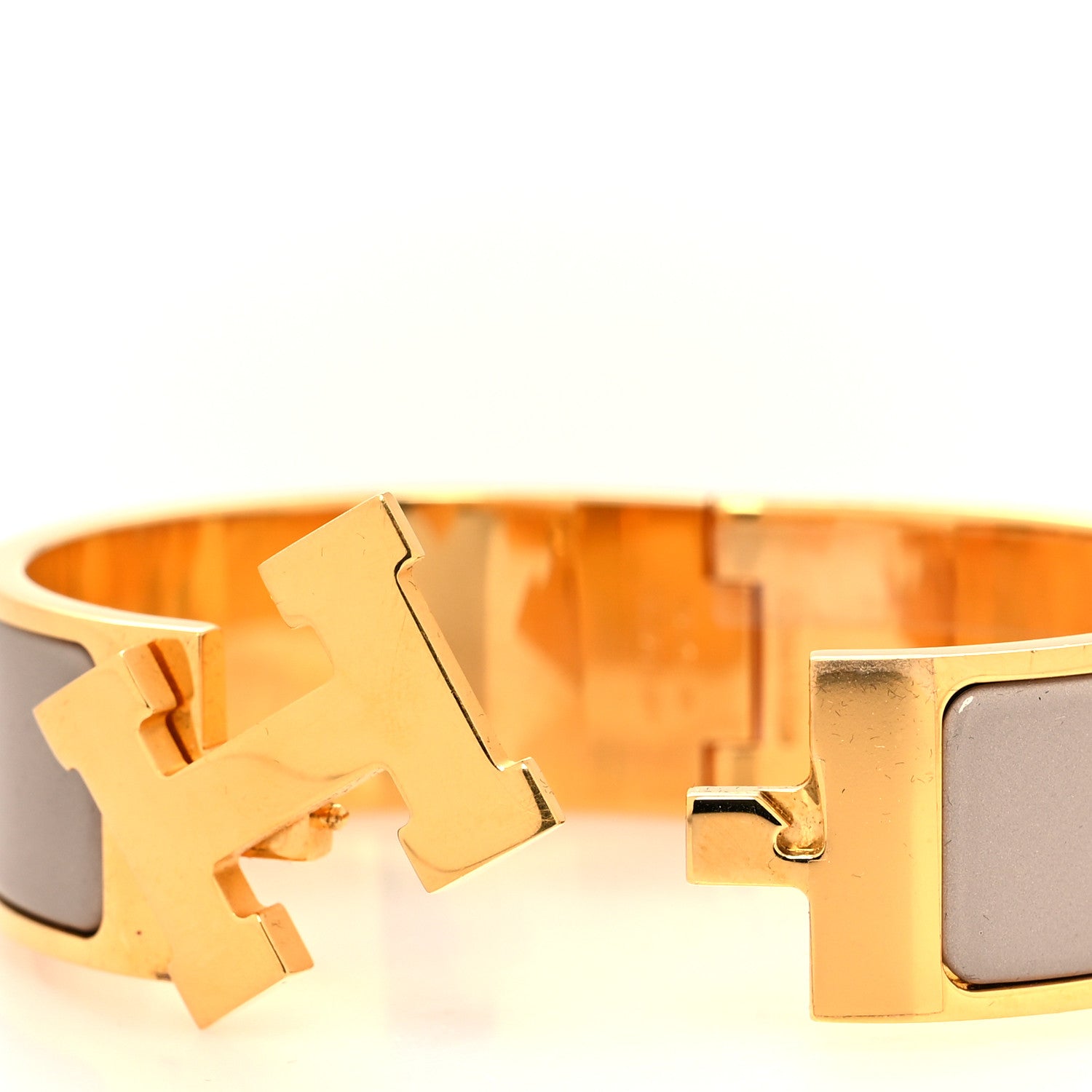 Hermes Enamel Wide Clic Clac H Bracelet GM Marron Glace 3 of 4