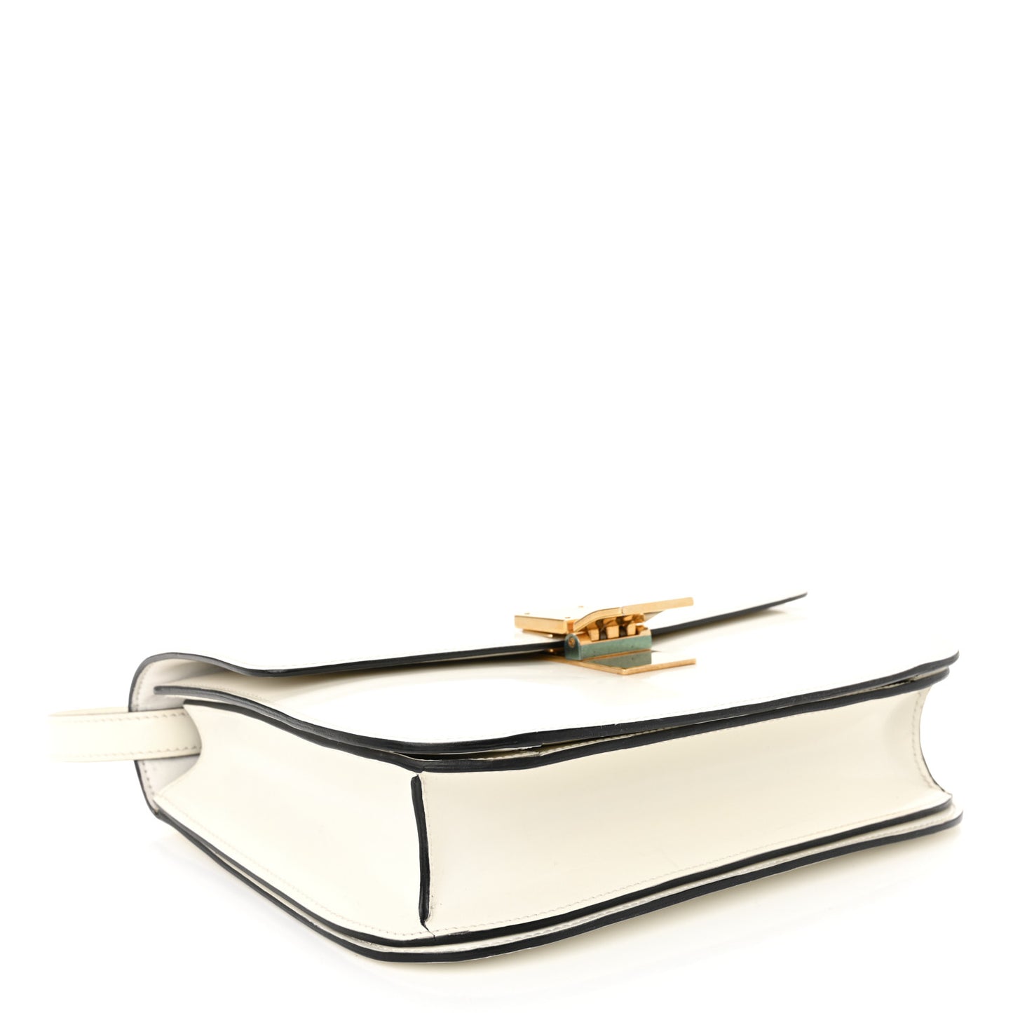 Spazzolato Calfskin Medium Classic Box Flap Bag White