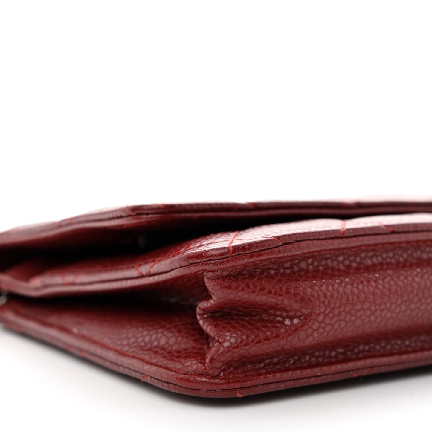 Caviar Quilted Wallet on Chain WOC Burgundy
