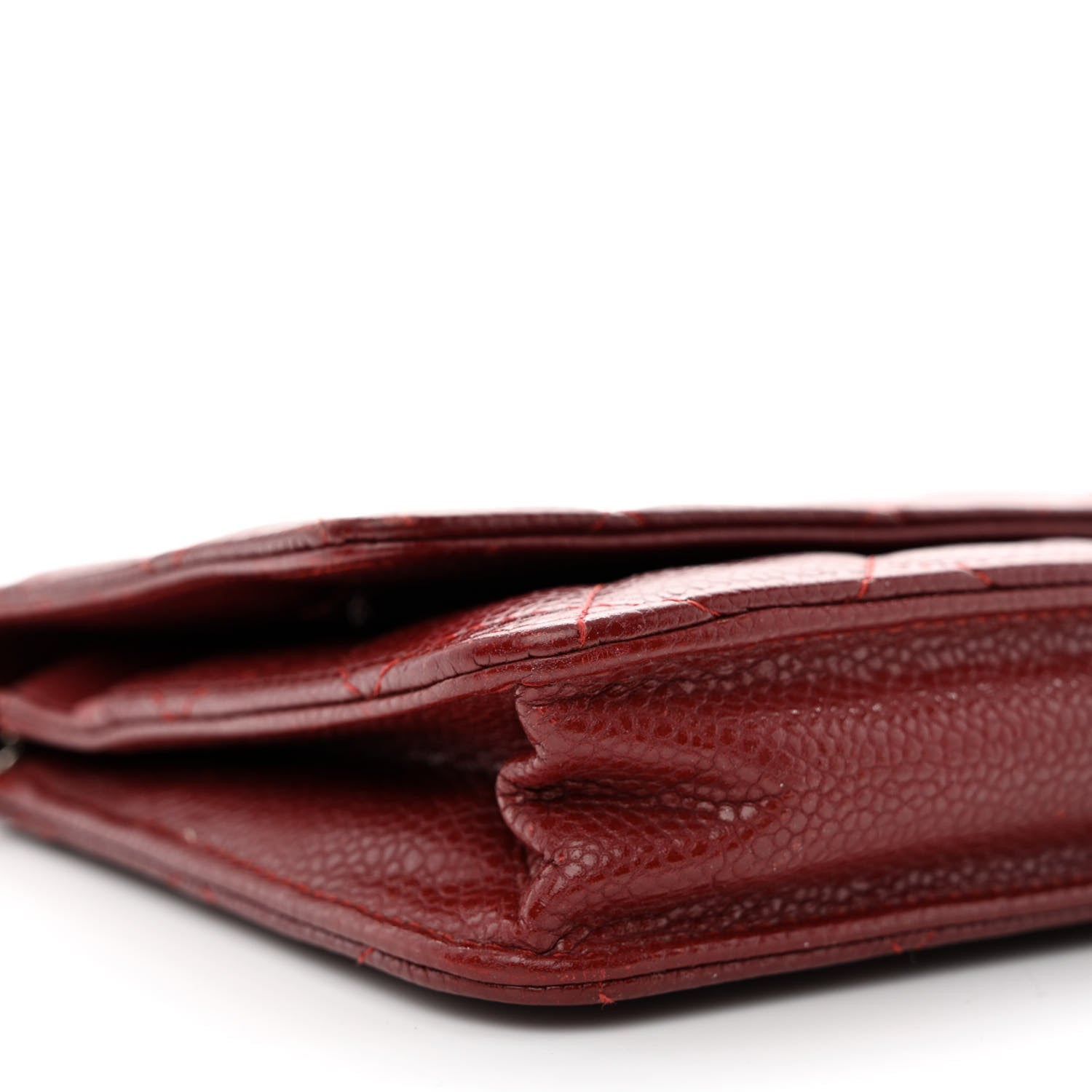 Chanel Caviar Quilted Wallet on Chain WOC Burgundy 10 of 14