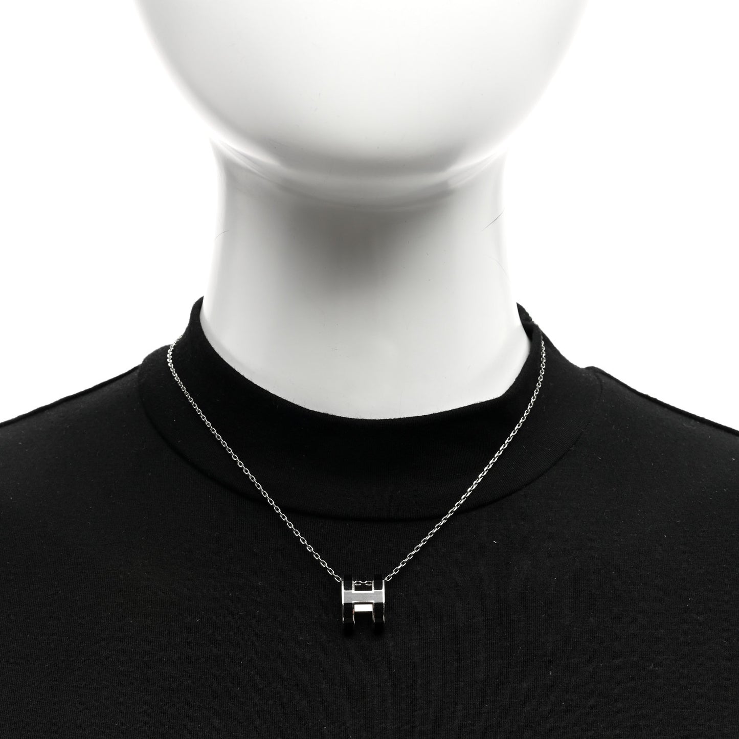 Lacquered Palladium Pop H Pendant Necklace Black
