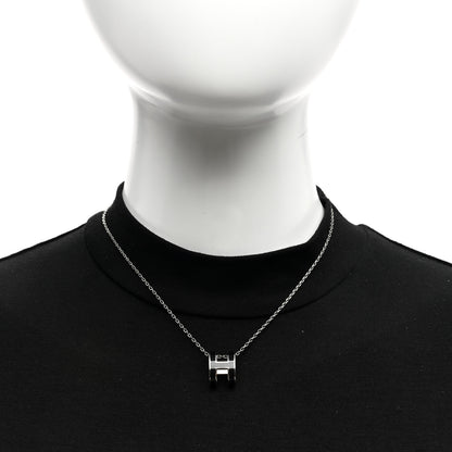 Hermes Lacquered Palladium Pop H Pendant Necklace Black 2 of 6